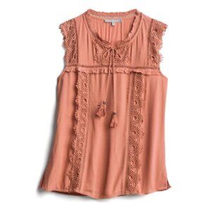 Pale Sky Nye Crochet Trim Embroidery Top